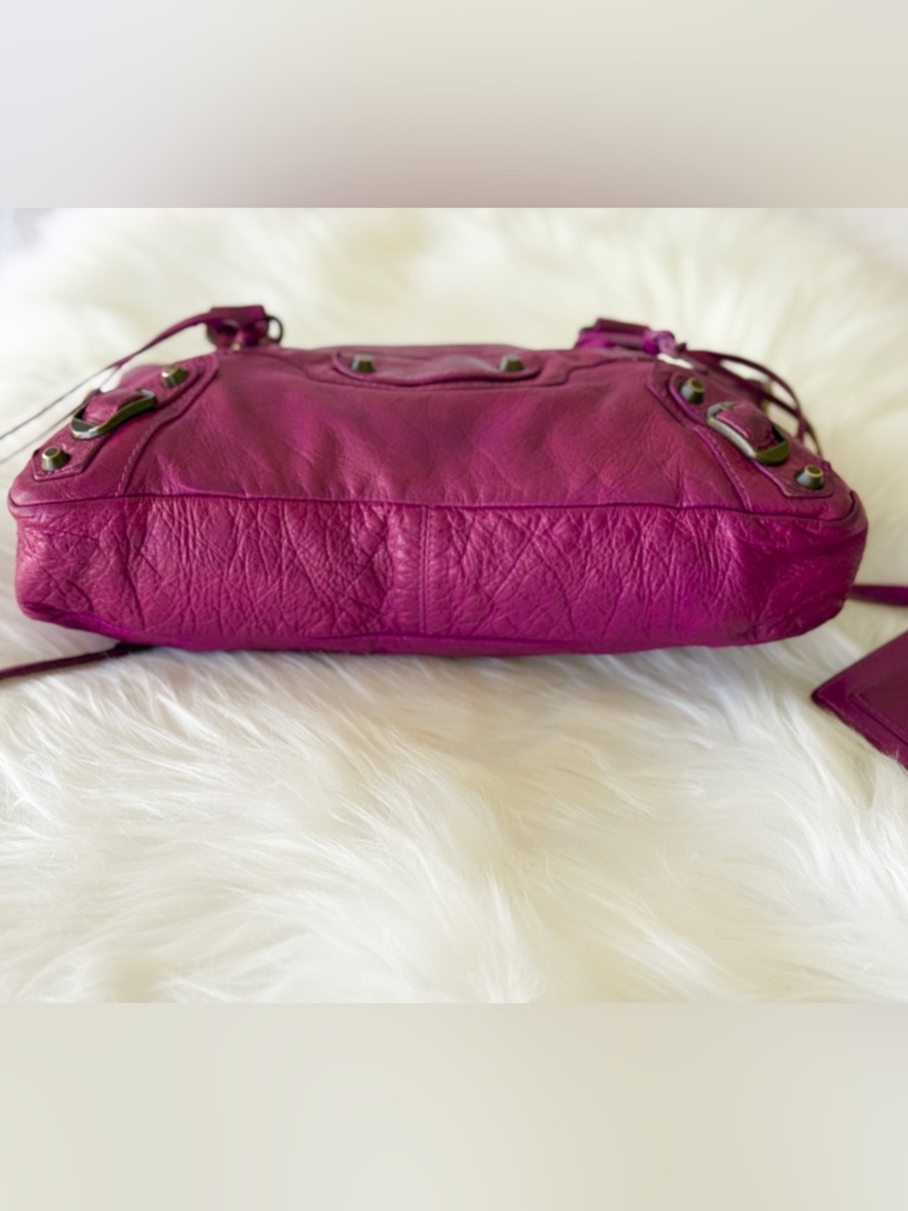 BALENCIAGA CITY BAG FIRST BAG 2005 CHÈVRE LEATHER PURPLE VINTAGE W/MIRROR - Picture 7 of 16